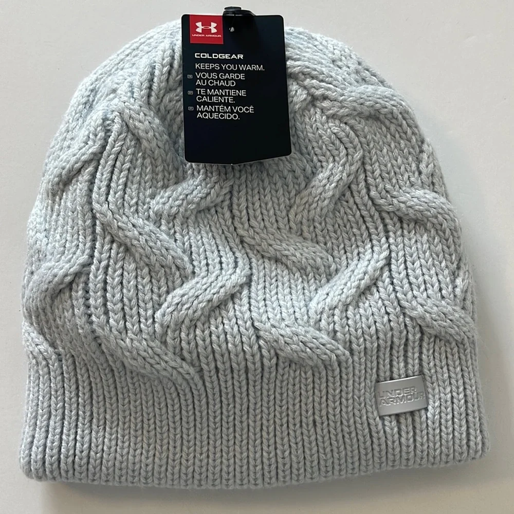 Under Armour UA Around Town Cable Knit Beanie Blue Gray